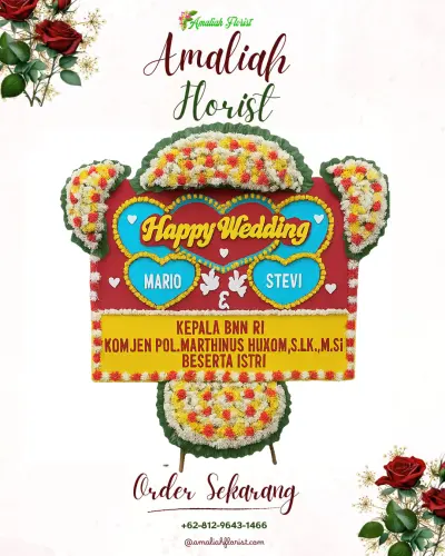 Karangan Papan Bunga Pernikahan di Helefanikha
